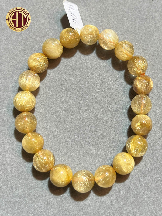 Gold Rutilated Quartz Bracelet 9.5mm #1006