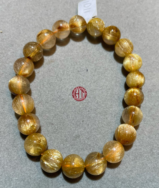 Gold Rutilated Quartz Bracelet 9.5mm  #1011