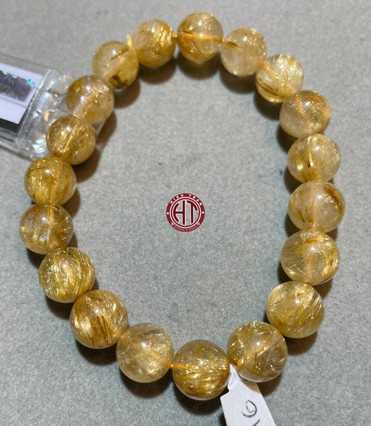 Gold Rutilated Quartz Bracelet 10.5+mm #1016