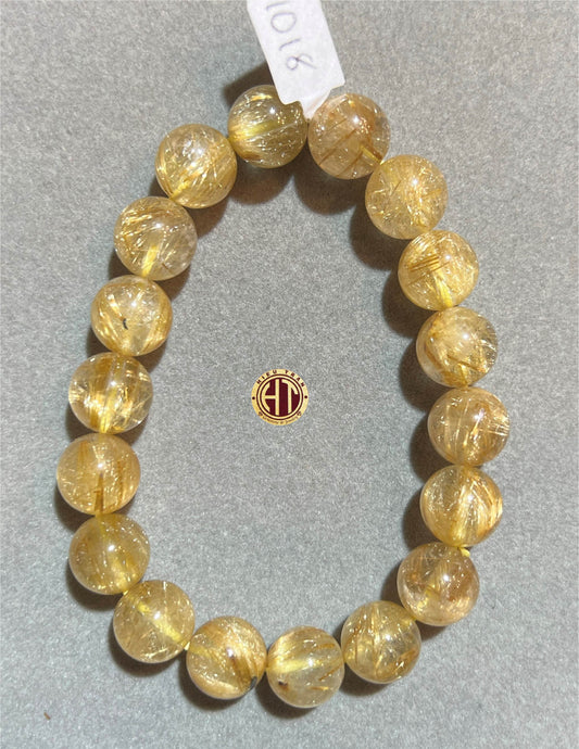 Gold Rutilated Quartz Bracelet 11mm #1018