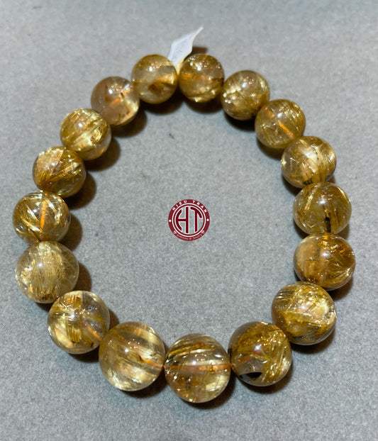 Gold Rutilated Quartz Bracelet 12mm #1026