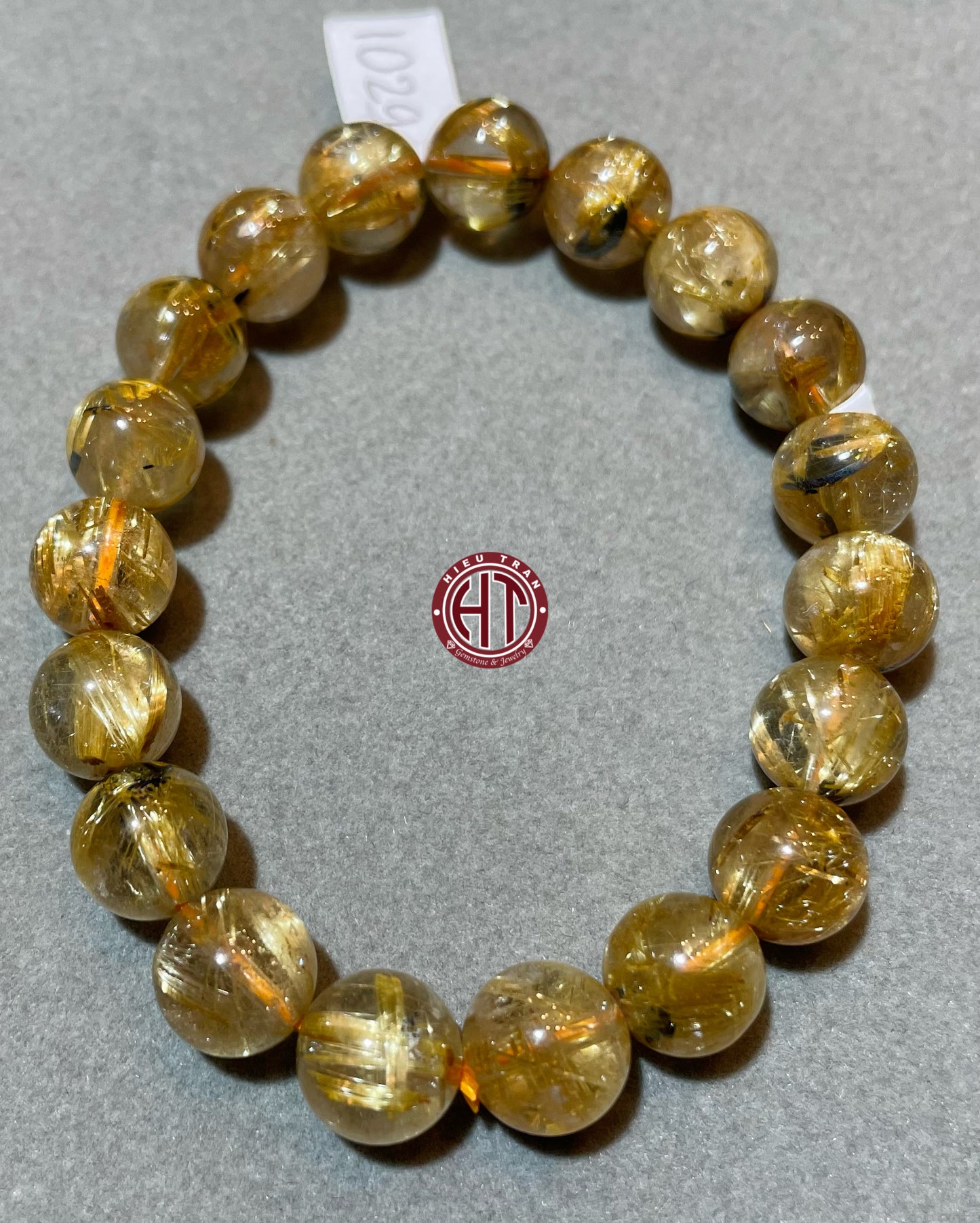 Gold Rutilated Quartz Bracelet 10+mm #1029