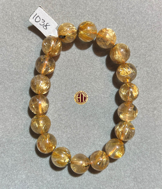 Gold Rutilated Quartz Bracelet 11mm #1038