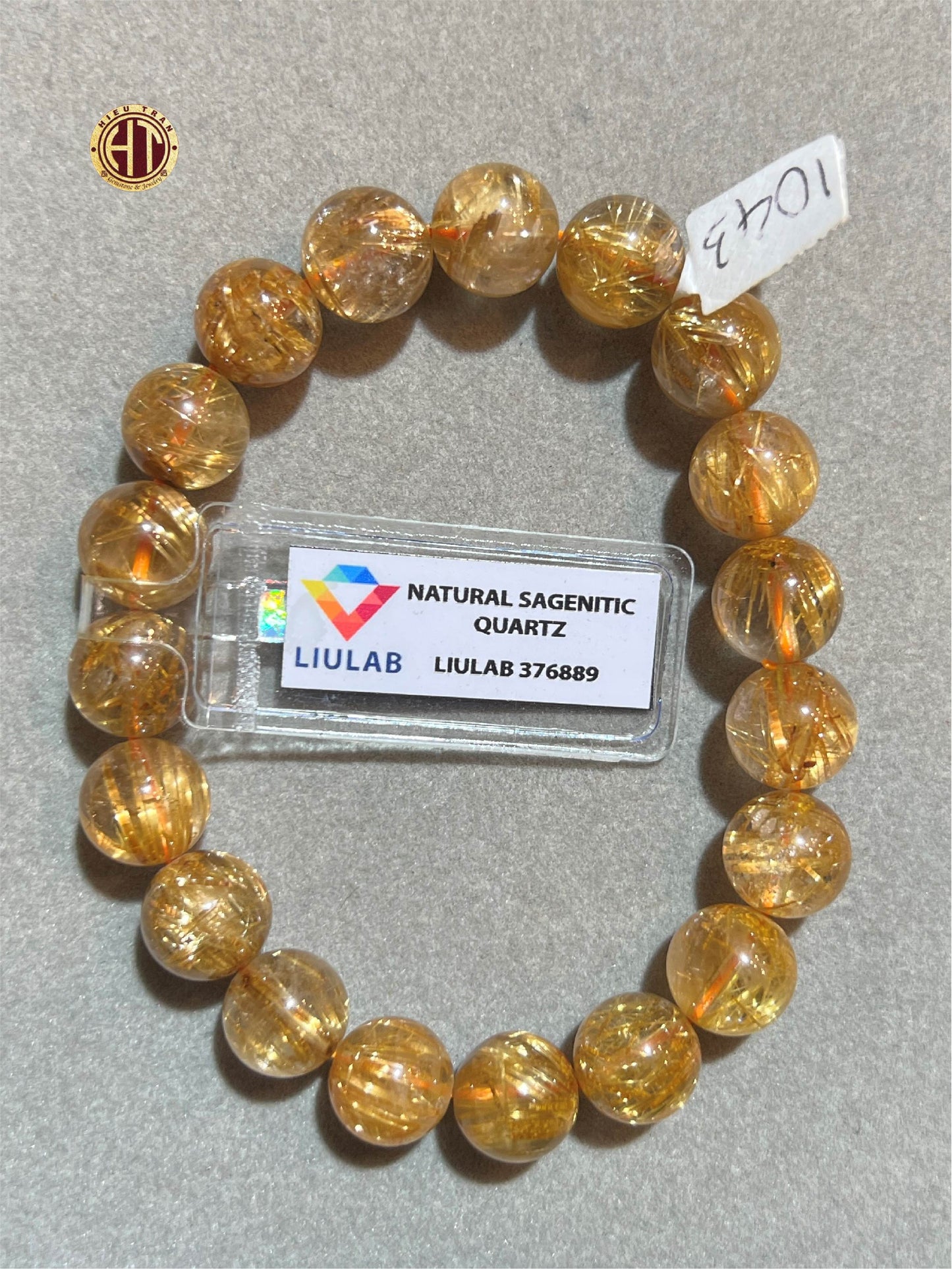 Gold Rutilated Quartz Bracelet 10.5mm #1043