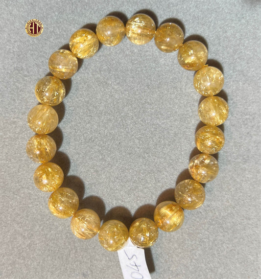 Gold Rutilated Quartz Bracelet 9.5mm #1045