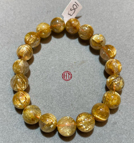 Gold Rutilated Quartz Bracelet 10+mm #1053