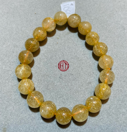 Gold Rutilated Quartz Bracelet 10.5mm #1060