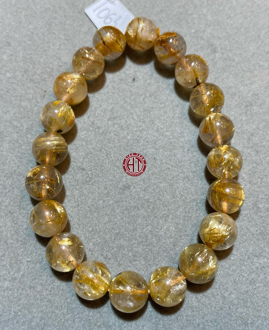 Gold Rutilated Quartz Bracelet 9.5mm #1063