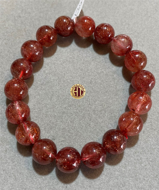 Red Rutilated Quartz Bracelet 10.5mm #3027