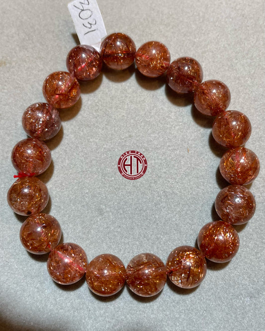 Red Rutilated Quartz Bracelet 11.5mm #3031