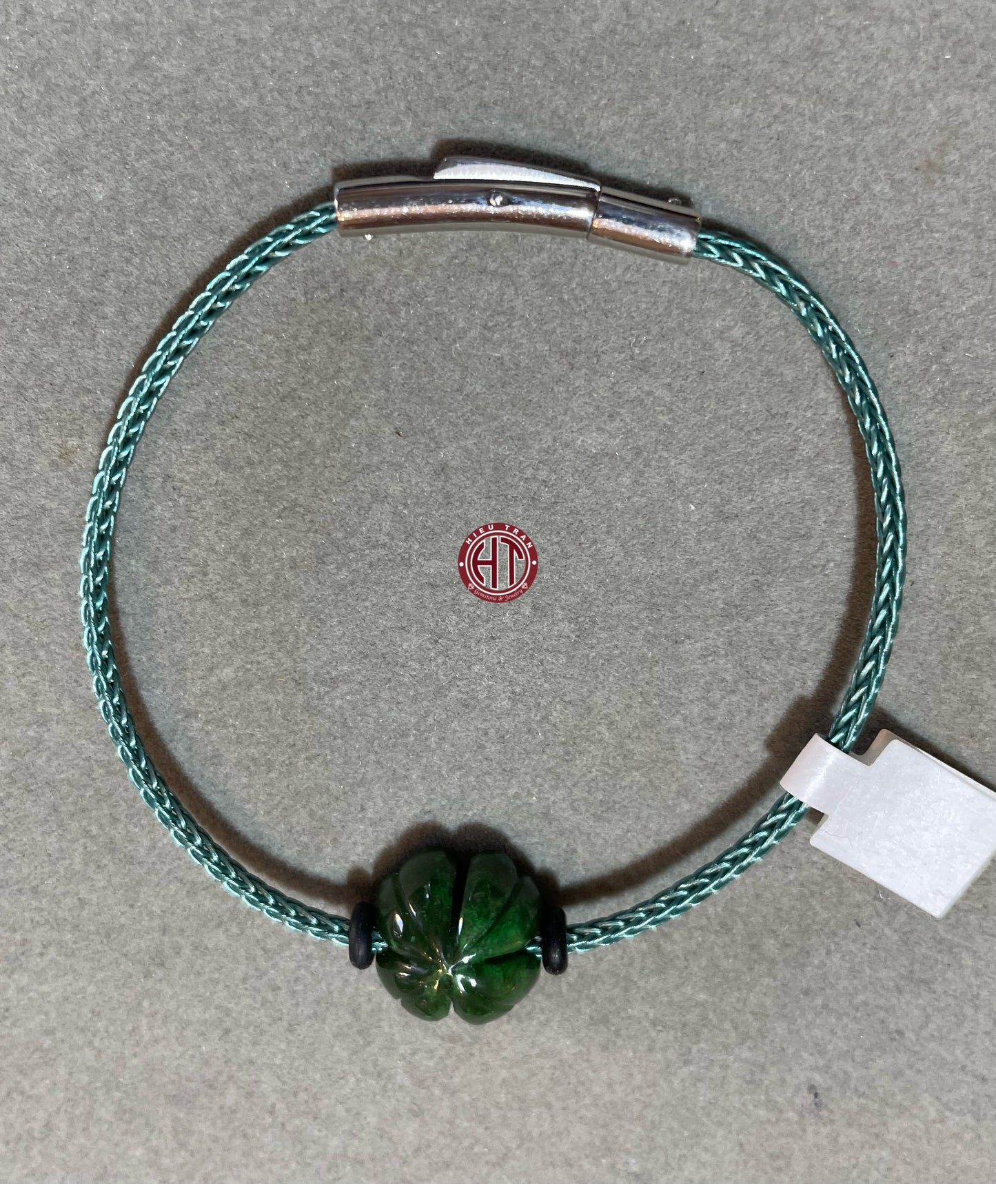 Four Leaves Nephrite Jadeite Blue Steel Bracelet #9003