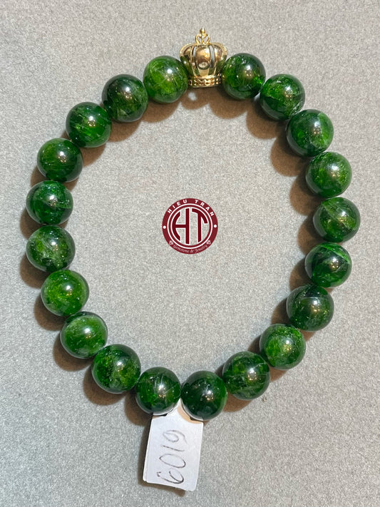 Diopside Round Stone mix Italian Charm Bracelet 10mm #6019