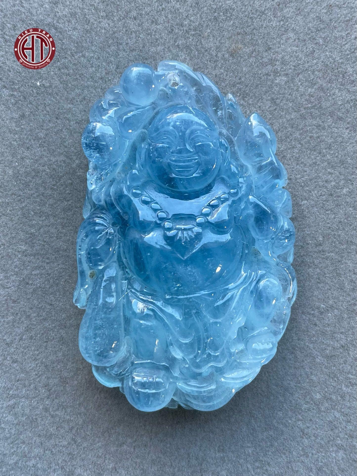 Aquamarine Happy Buddha Pendant #P131