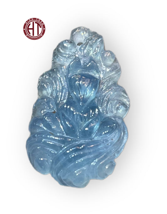 Aquamarine Nine Tails Fox Pendant #P150