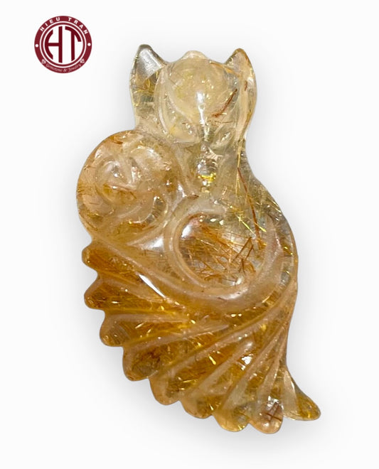 Rutilated Quartz Nine Tails Fox Pendant #P156