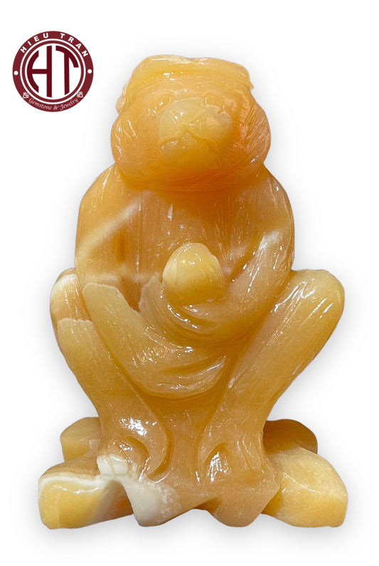 Yellow Onyx Monkey Statue #S1018