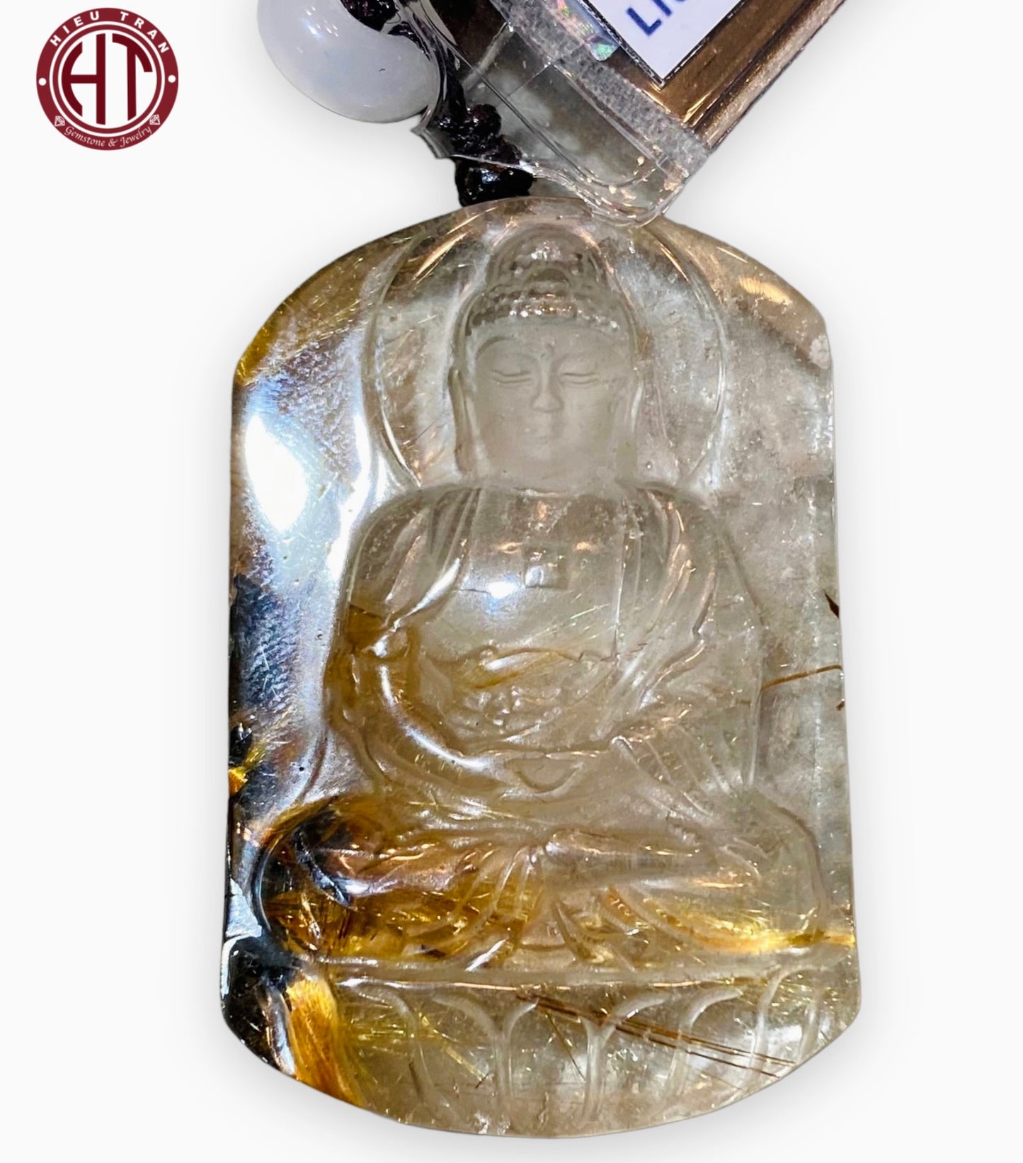 Amitabha Buddha Rutilated Quartz Pendant #P166