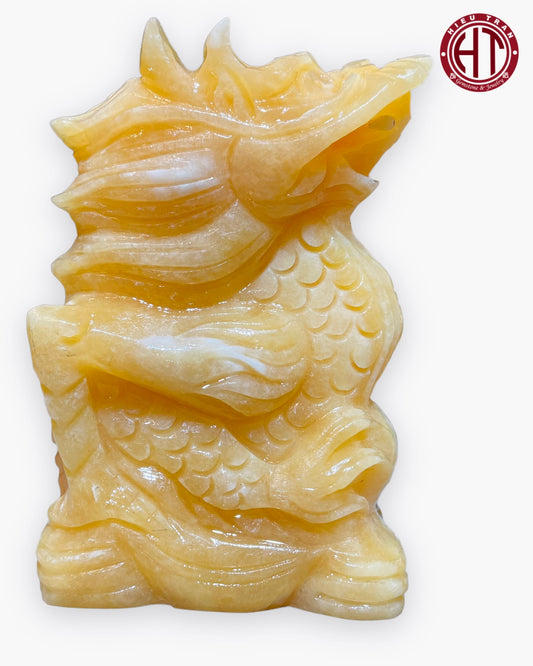 Yellow Onyx Dragon Statue #S1031